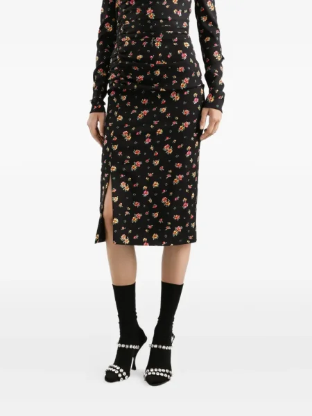 Костюм макси рокля Dolce & Gabbana на цветя до коляното черно