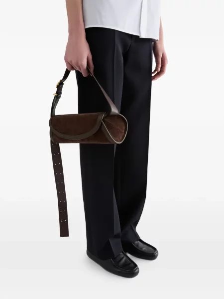 Geantă plic Jil Sander din piele de căprioară maro