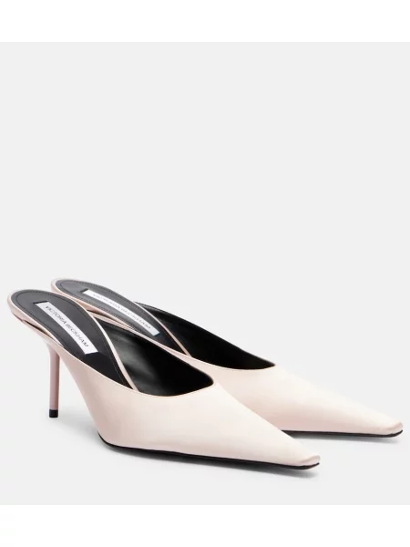 Papuci tip mules Victoria Beckham din satin roz