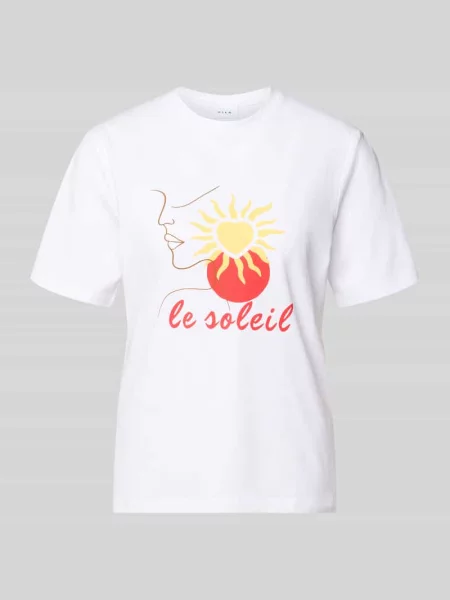 T-shirt z haftem model NORA' Vila biała