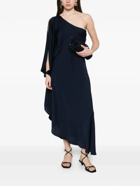 Sukienka Silk95five na jednym ramieniu garniturowa niebieska