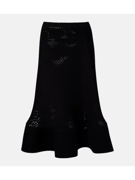 Fustă midi Alaïa de lână până la genunchi negru