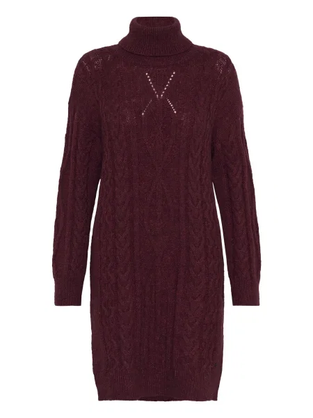 Cream Rochie tricotat Skie bordeaux roșu