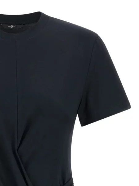 Tricou 7 For All Mankind cu volane negru