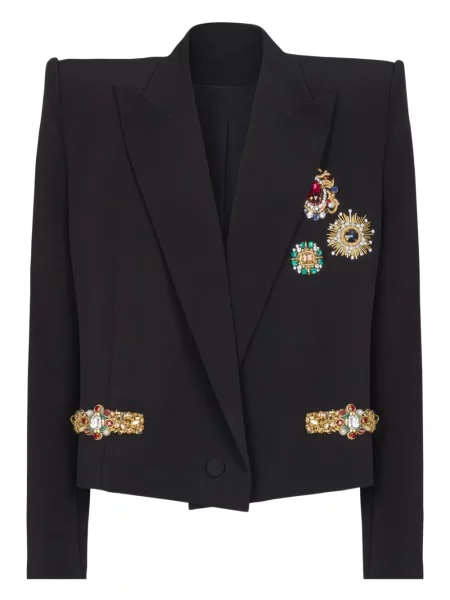 Geacă Balmain cu broderie negru