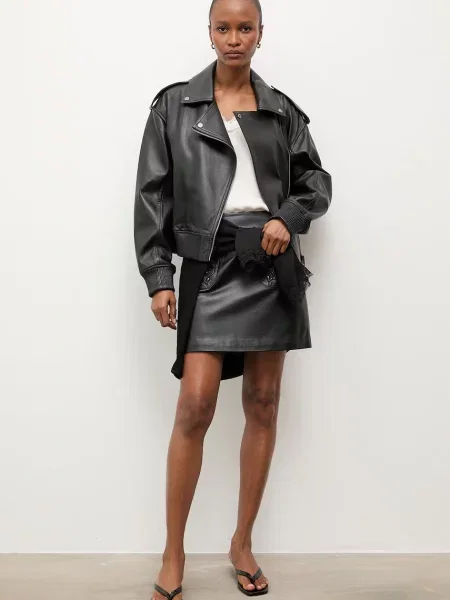 Answear.LAB geacă de biker pentru femei din piele YARI Unscripted Collection negru