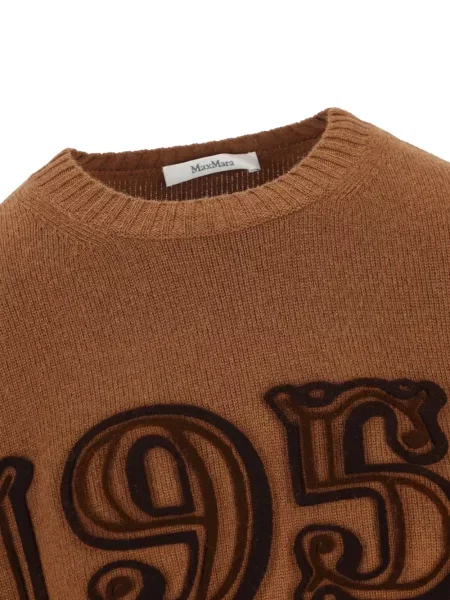 Pulover Max Mara cu broderie de lână maro