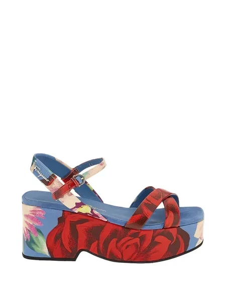 Sandale Ferragamo cu model floral cu imagine albastru