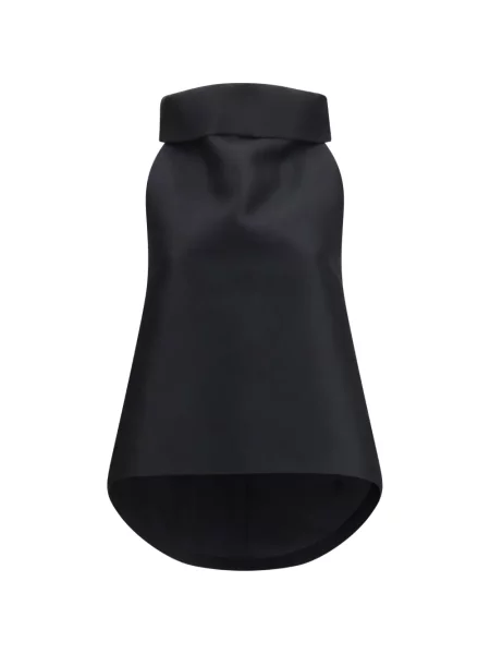 Top Balenciaga cu funde asimetric negru