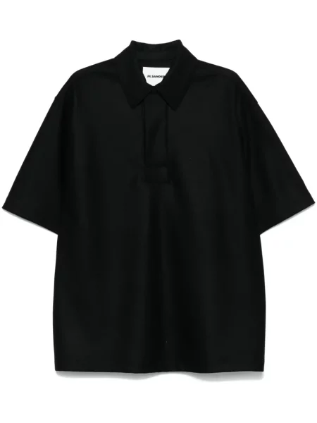 Tricou polo Jil Sander de lână negru