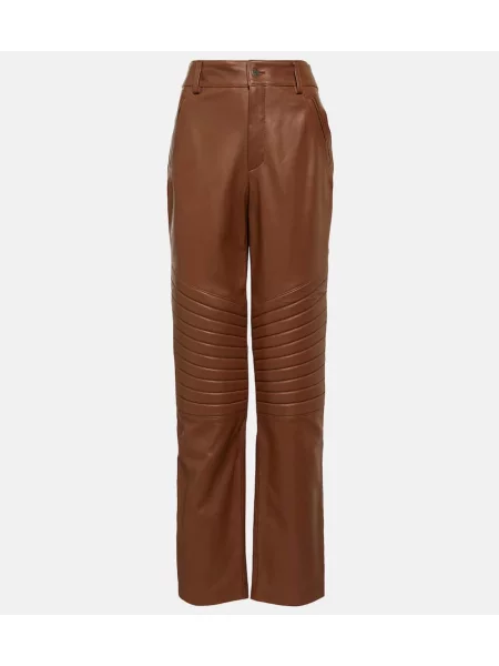 Spodnie Giuseppe Di Morabito z wysoką talią skórzane brązowe