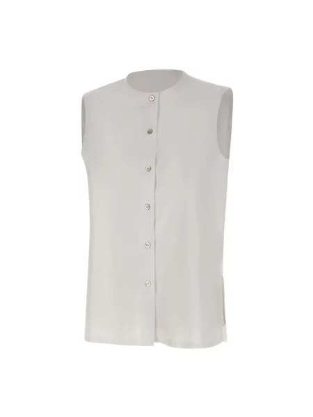 Koszula Rrd bez rękawów z twillu biała
