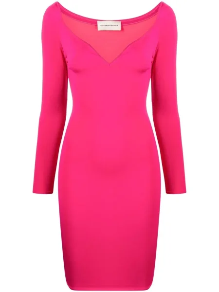 Rochie midi Alexandre Vauthier cu decolteu în V până la genunchi de costum roz