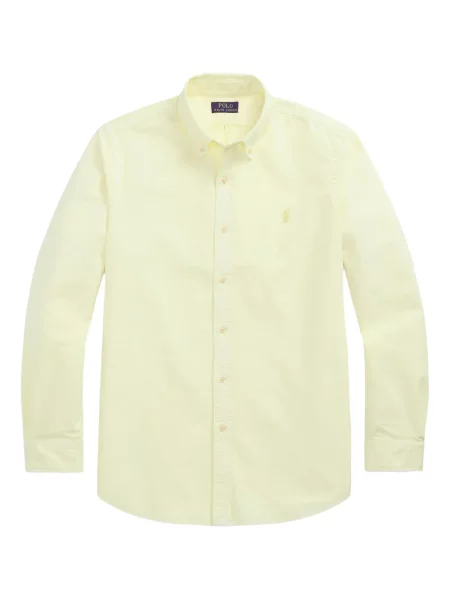 Tricou Polo Ralph Lauren din piele cu broderie în carouri maro