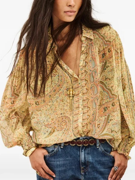Bluză Ba&sh cu imagine cu model paisley galben