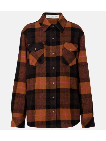 Top God's True Cashmere z kaszmiru w kratkę brązowy