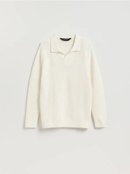 Reserved Pulover polo din structurat alb