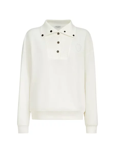 Tricou polo Brunello Cucinelli cu autograf alb