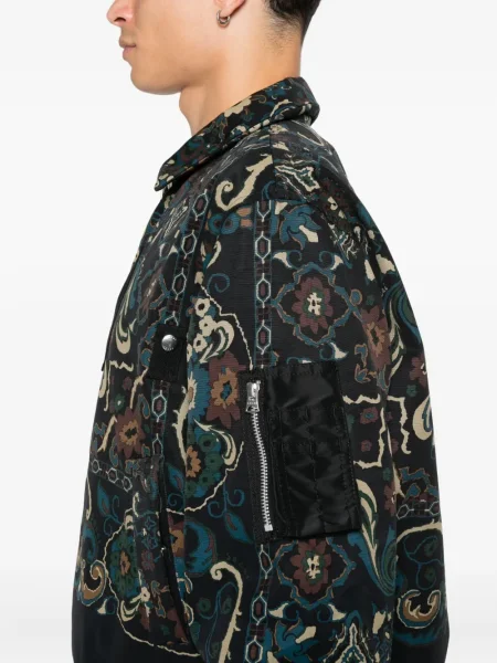 Geacă Sacai cu imagine cu model paisley negru