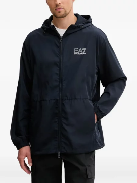 Geacă Ea7 Emporio Armani cu glugă cu imagine albastru