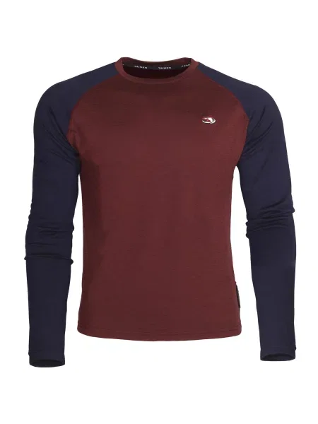 Koszulka merino Taimen Kerulen Midnight/Wine czerwona