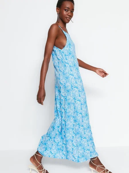 Rochie maxi Trendyol cu bretele albastru