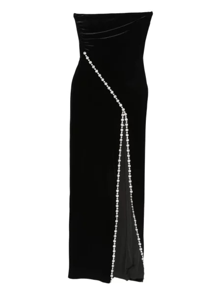 Rochie maxi Nissa de catifea de cristal de costum negru