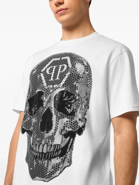Tricou Philipp Plein cu imagine alb