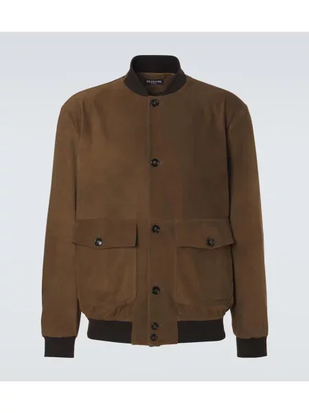 Semišová bomber bunda Kiton hnědá