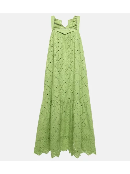 Rochie maxi Dorothee Schumacher cu broderie de costum verde