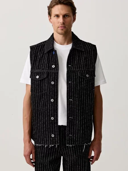 Karl Lagerfeld Jeans vestă pentru bărbați din denim negru