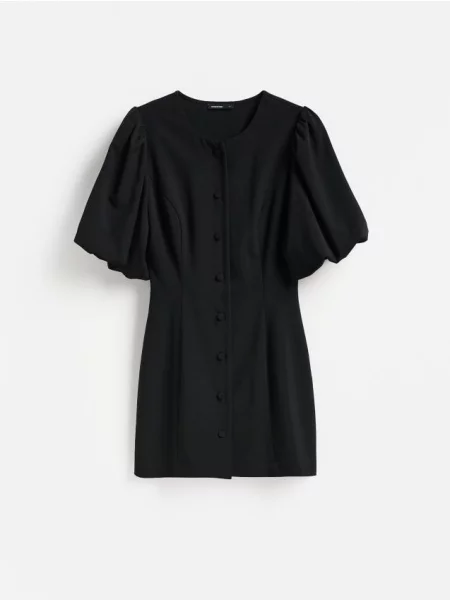 Reserved Rochie cu mâneci bufante negru