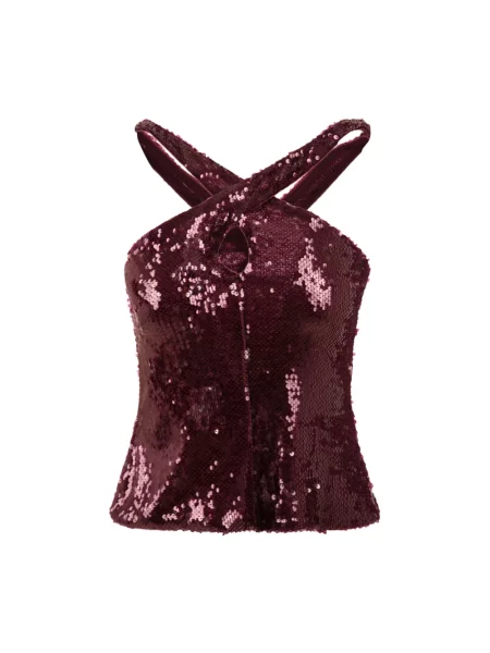 Top Akep z cekinami czerwony