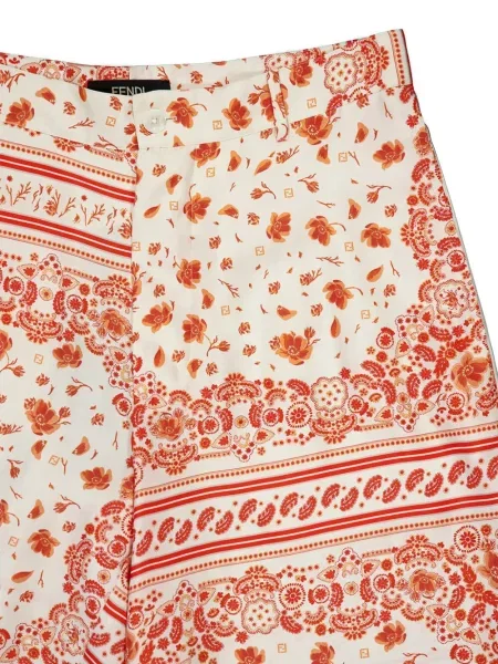 Pantaloni scurți Fendi de mătase cu imagine alb