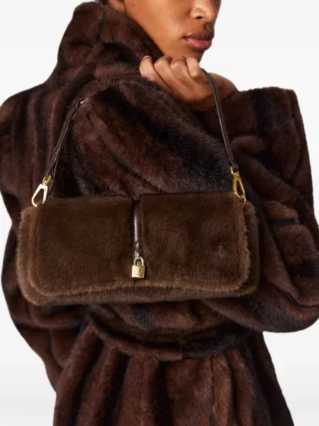 Geantă Stella Mccartney cu blană maro