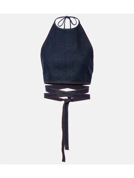 Cropp top Alaïa cu gât halter albastru