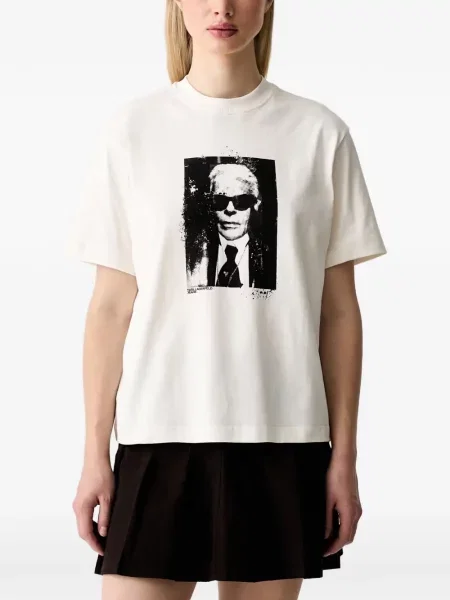 Tricou Karl Lagerfeld Jeans cu imagine alb