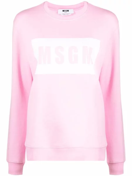 Bluza nierozpinana Msgm z nadrukiem z okrągłym dekoltem różowa