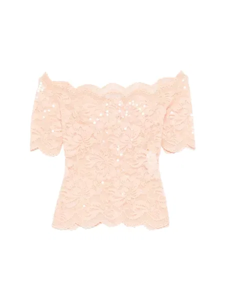 Bluzka Rabanne z odkrytymi ramionami różowa