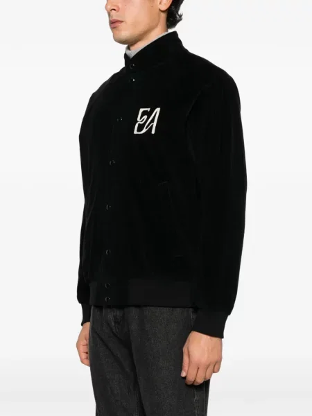 Manšestrová bunda Emporio Armani s autogramem černá