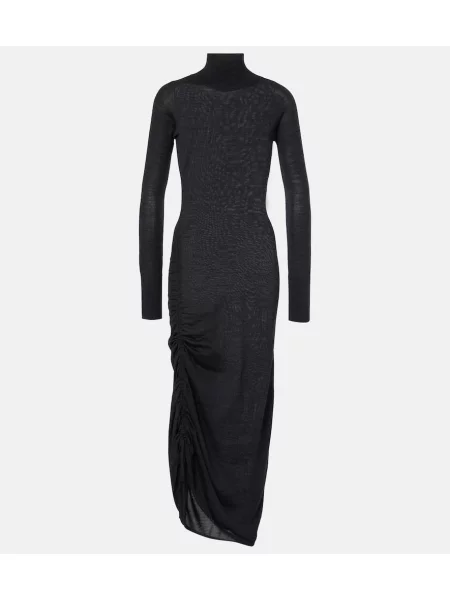Rochie Alaïa de lână drapată de costum negru