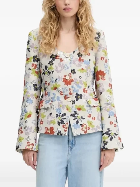 Geacă Stine Goya cu model floral alb