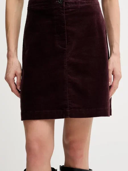 Spódnica mini lekko rozkloszowana z mieszanki bawełny bordowa