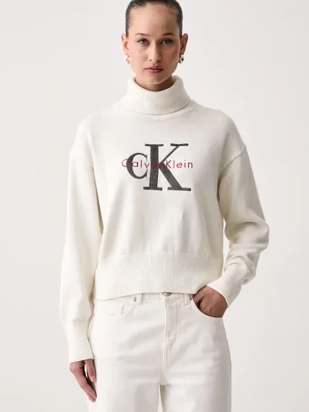 Calvin Klein Jeans Bluză cu gât Crem bej