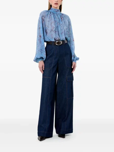 Top Nicholas cu model floral cu imagine albastru