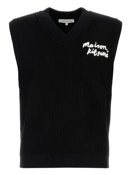 Žebrovaná vesta Maison Kitsuné bez rukávů černá