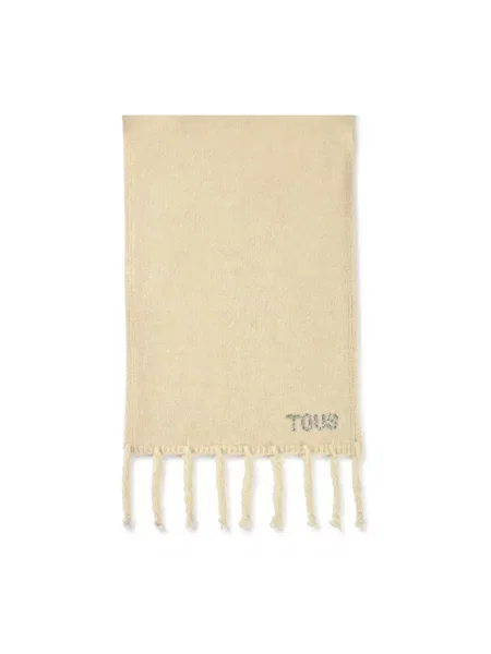 Tous szalik z domieszką wełny TEXTIL gładki beżowy
