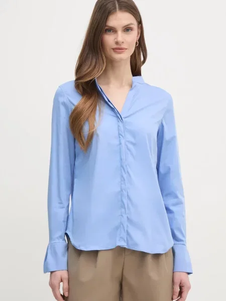 Mos Mosh cămașă femei cu guler stand-up regular albastru
