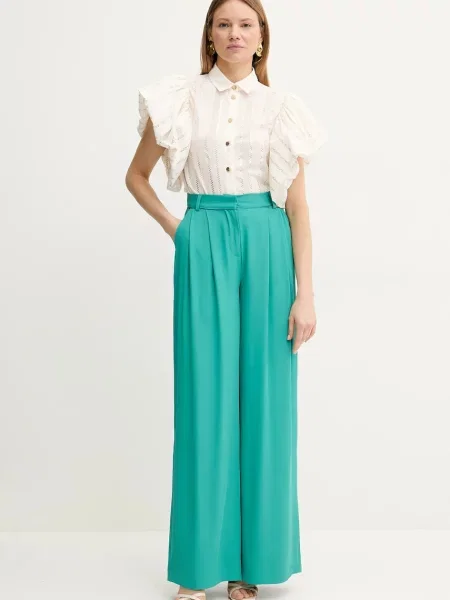Штани Fracomina широкі висока посадка бірюзовий