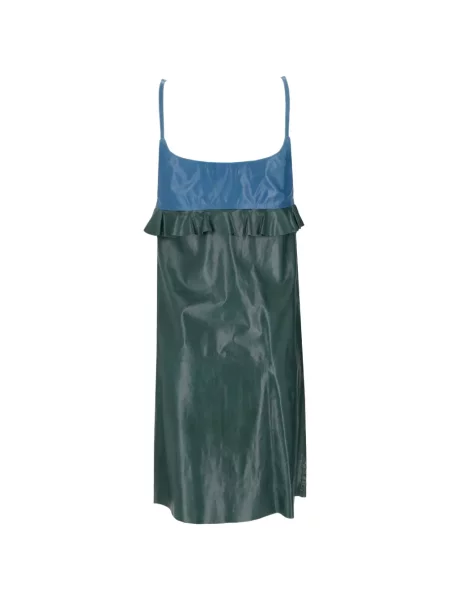Rochie midi La Rose din piele cu volane verde